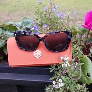 Tory Burch Tortoise Sunglasses with Orange Case